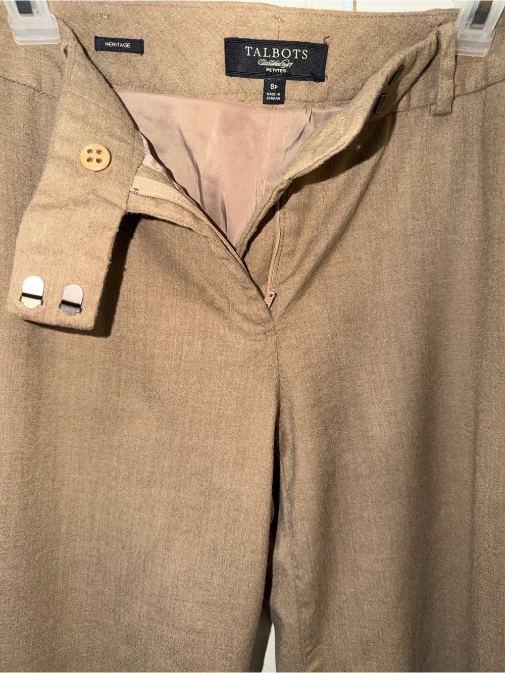 Talbots Heritage Petite Tan Wool-Blend Trousers Size 8 Petite